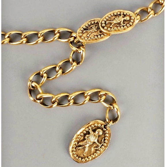 Authentic Chanel ULTRA RARE Vintage Gold Cherub Chain Belt / Necklace - Picture 7 of 15